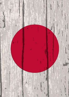 Japanese Flag On Timber