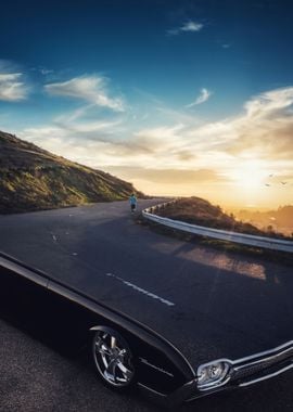 Classic Car Sunset Road