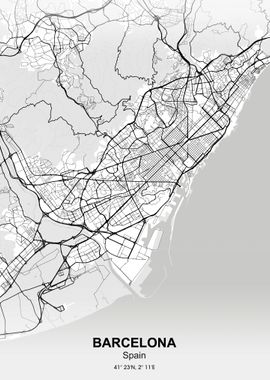 barcelona city map white