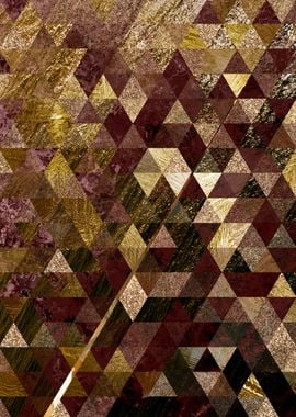 Red and Gold Geometric Art