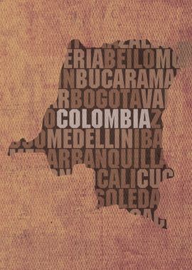 Colombia Country Word Map 