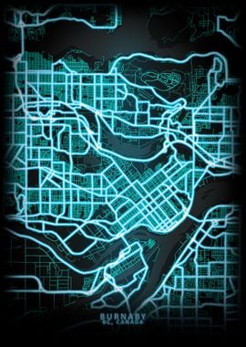 Burnaby BC Canada City Map