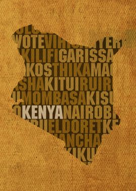 Kenya Country Word Map Art