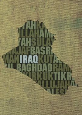 Iraq Country Word Map Art