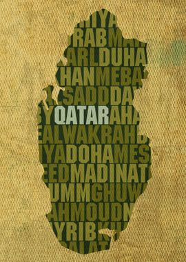 Qatar Country Word Map Art