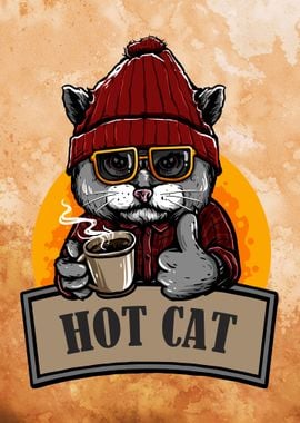 Hot Cat with Hot Coffee