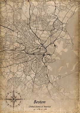 boston vintage city map