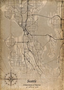 seattle vintage city map