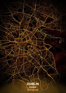 dublin city night map