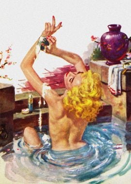 Blonde girl in bath pulp 