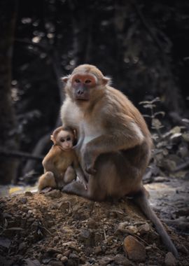 sitting two monkey