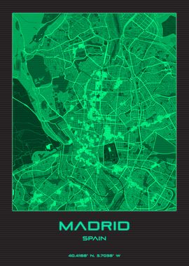 Madrid Spain Synthwave Map