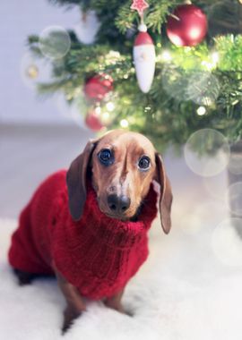 wearing red sweater dog