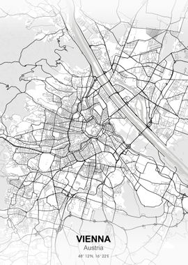 vienna city map white