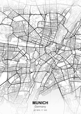 munich city map white