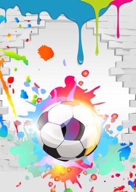 Colorful Football on Wall