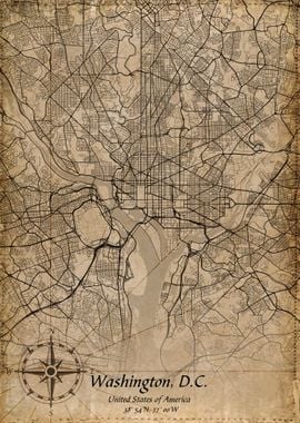 washington vintage map