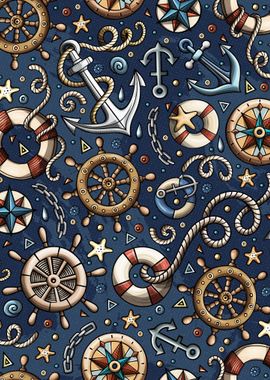 Nautical Doodle Pattern 05