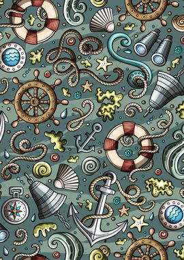 Nautical Doodle Pattern 04