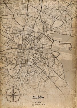 dublin vintage city map