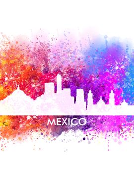 mexico watercolor skyline