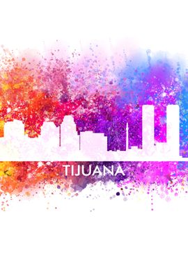 tijuana watercolor skyline