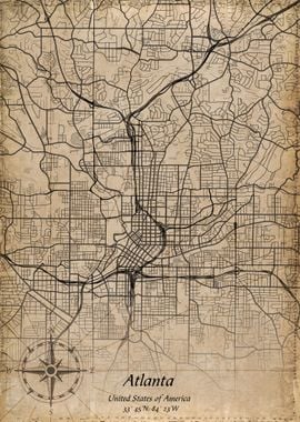 atlanta vintage city map