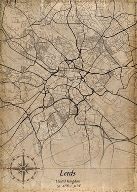 leeds vintage city map