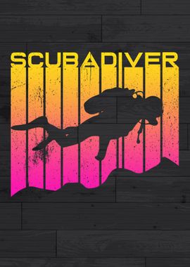 Scuba Diver Retro Design