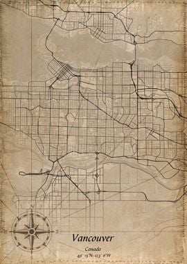 vancouver vintage city map