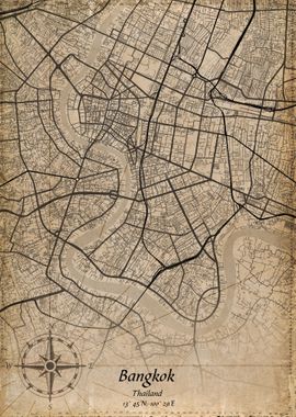 bangkok vintage city map