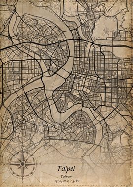 taipei vintage city map