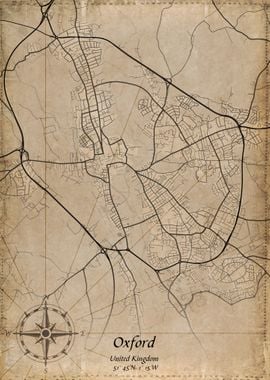 oxford vinatge map