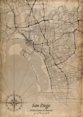 san diego vintage map