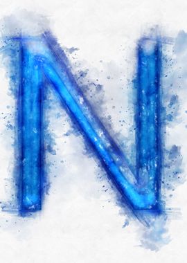 N letter watercolor