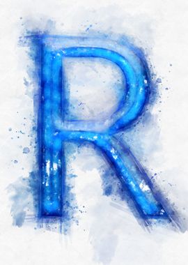 R letter watercolor