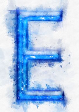 E letter watercolor