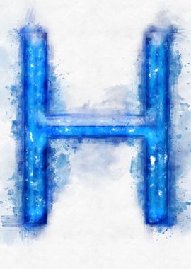 H letter watercolor