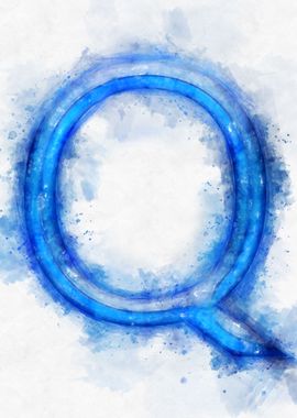 Q letter watercolor