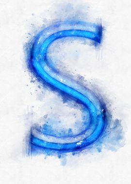 S letter watercolor