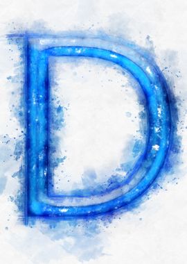 D letter watercolor