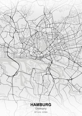 hamburg city map white