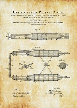 Marine Torpedo Patent 1880