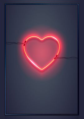 Neon Heart on the Wall