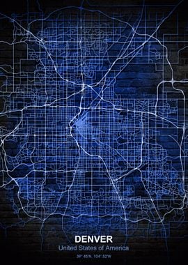 denver blue wall map