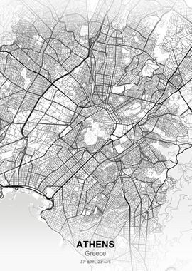 athens city map white