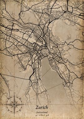 zurich vintage map