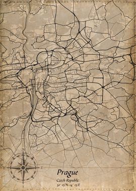 prague vintage map