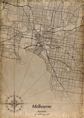 melbourne vintage city map