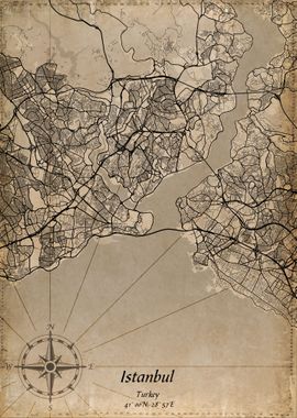 istanbul vintage city map